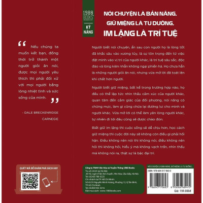 Sách - Nói Chuyện Là Bản Năng Giữ Miệng Là Tu Dưỡng Im Lặng Là Trí Tuệ - 1980Books
