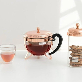 Ấm pha trà Bodum Chambord 1,3L màu đồng cao cấp Hàng chính hãng