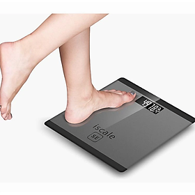 Cân sức khỏe điện tử vuông ISCALE mặt kính cường lực, kiểu dáng iphone cao cấp tặng kèm 2 pin AAA 180kg - Hàng chính hãng