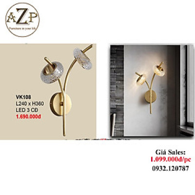 AZP - ĐÈN ỐP VÁCH / ĐÈN TRANG TRÍ / ĐÈN TREO TƯỜNG PHÒNG KHÁCH, PHÒNG NGỦ, NHÀ HÀNG, KHÁCH SẠN AZP-VK108 phong cách đương đại, hàng nhập khẩu AZP