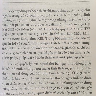 Bảo vệ quyền lợi của người thứ ba ngay tình (sách chuyên khảo)
