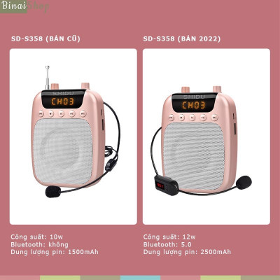 SHIDU SD-S358 BT - Bluetooth, Máy Trợ Giảng 12W, FM, TF Card, Pin 2500mAh- Hàng chính hãng