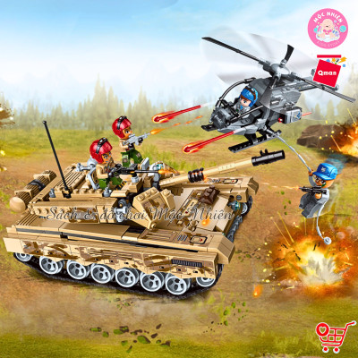 Đồ chơi lắp ráp, xếp hình Qman 1729 - Xe Tank Quân Sự Hạng Nặng 712 Chi Tiết - Có 4 Minifigures Cho Trẻ Từ 6 Tuổi