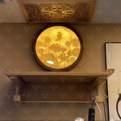 Combo bộ bàn thờ chung cư kt 107cm + ám khói + đèn led ốp hậu bàn thờ 