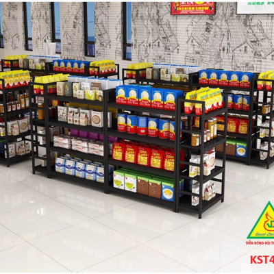Kệ trưng bày sản phẩm, hàng hóa , kệ trang trí khung sắt mặt gỗ  KST401 - Nội thất lắp ráp Viễn Đông Adv