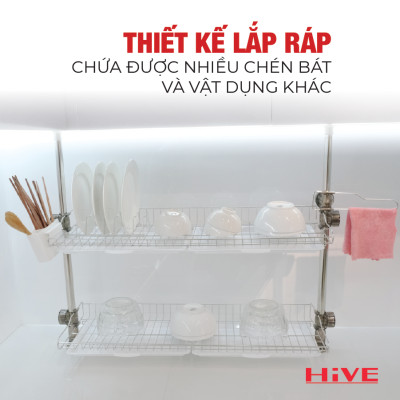 KỆ CHÉN INOX 2 TẦNG THAY ĐỔI ĐƯỢC ĐỘ CAO.