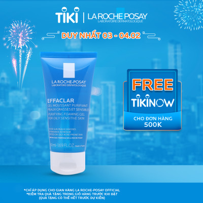 Gel rửa mặt tạo bọt làm sạch & giảm nhờn cho da dầu nhạy cảm La Roche-Posay Effaclar Purifying Foaming Gel (50ml)
