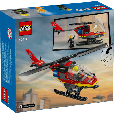 LEGO CITY 60411 Đồ chơi lắp ráp Trực thăng cứu hỏa (85 chi tiết)