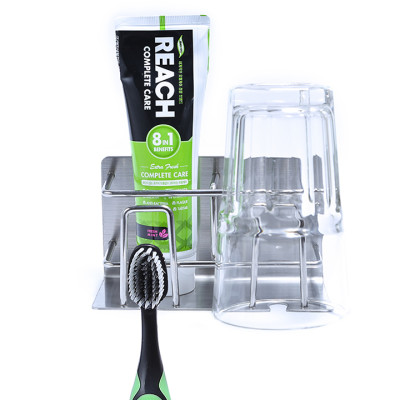 Kệ để bàn chải kem đánh răng 2 ngăn dán tường inox 304 Hobby Home Decor CD3