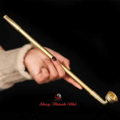 Tẩu thuốc dài hợp kim đồng Trung Hoa, kéo dài ra được đến 40 cm ( không kèm theo dây và túi vải)
