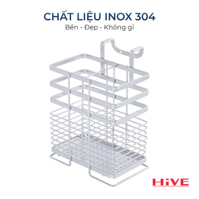Hộp (ống) đựng đũa muỗng treo tường inox 304 HiVE