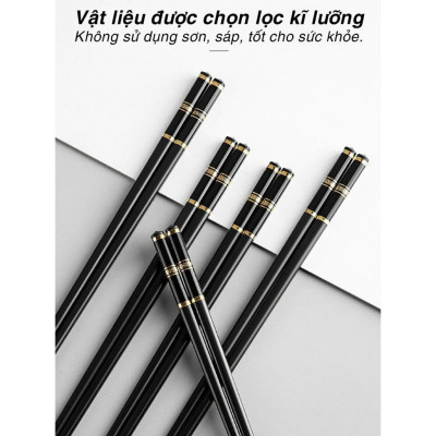 Combo 10 Đôi Đũa 3 Sọc Mạ Vàng Hình Cô Gái Nhật Bản Kháng Khuẩn Chịu Nhiệt - Hàng chính hãng