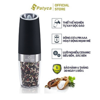 Máy Xay Tiêu Tự Động Bằng Pin Benchusch - Cảm Ứng Trọng Lực - Dùng 6 Pin AAA - Bảo Hành 6 Tháng