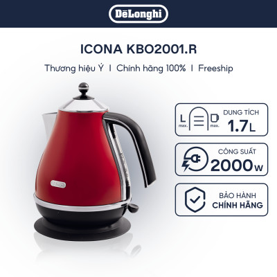 [Hàng chính hãng] Ấm đun nước siêu tốc DeLonghi Icona KBO2001 (B/ R)