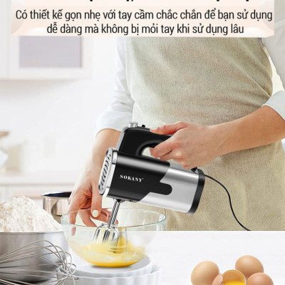 Máy đánh trứng cầm tay SOKANY 800W có 5 tốc độ điều chỉnh chuyên dụng SK-6621- Hàng chính hãng