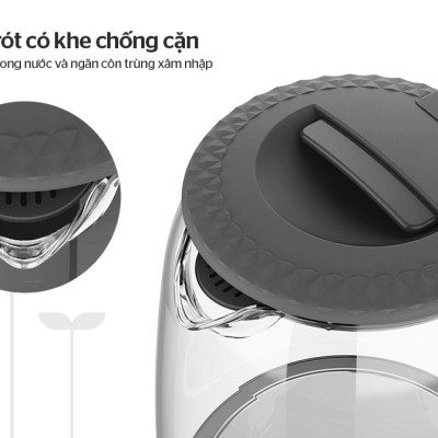 Ấm siêu tốc thủy tinh 1.8L Sunhouse SHD1215B - Hàng chính hãng