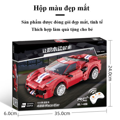 Bộ Đồ Chơi Lắp Ghép Xe Đua Thể Thao Ferrari 488 Race Car Với 306 Chi Tiết, Bộ Đồ Chơi Mô Hình Xe Đua Thể Thao Điều Khiển Từ Xa RC, Bộ Đồ Chơi Xếp Hình Xe Đua Thể Thao Ferrari 488 Cao Cấp Với 306 Chi Tiết - Chính Hãng BABYBOSS.