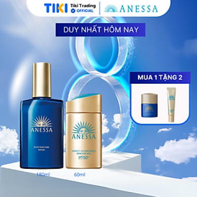 Bộ sữa chống nắng dưỡng da kiềm dầu bảo vệ hoàn hảo SPF50+ PA++++ 60ml và Serum dưỡng da và phục hồi da sau nắng 180ml Anessa