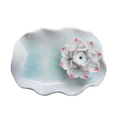 Đĩa đế cắm trầm handmade gắn hoa bằng gốm cao cấp DDT15