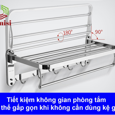 Kệ giá treo khăn tắm dán tường trong nhà vệ sinh Pimisi PR-011WM inox 304 giàn đa năng có kèm keo dán | hàng chính hãng
