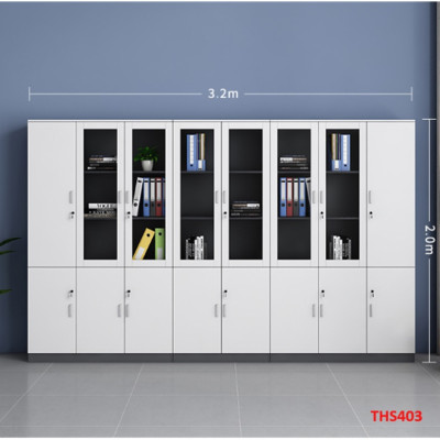 Tủ hồ sơ, tủ tài liệu, tủ văn phòng gỗ MDF cánh kính THS403 - Nội thất lắp ráp Viễn Đông adv