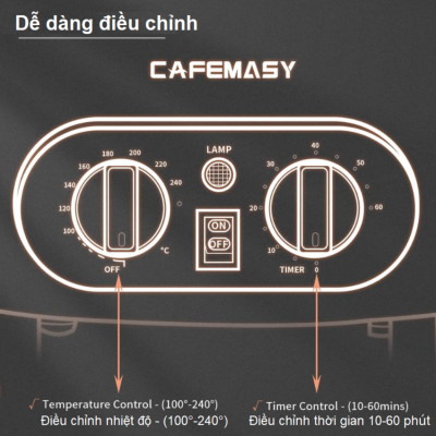 Máy rang hạt cà phê và các loại hạt tự động tích hợp điều chỉnh thời gian, thương hiệu Mỹ cao cấp Cafemasy SCR-300B - Hàng Nhập Khẩu