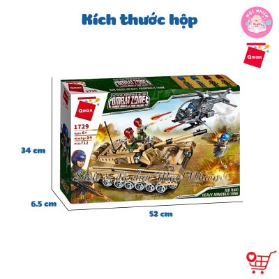 Đồ chơi lắp ráp, xếp hình Qman 1729 - Xe Tank Quân Sự Hạng Nặng 712 Chi Tiết - Có 4 Minifigures Cho Trẻ Từ 6 Tuổi