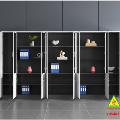 Tủ hồ sơ, tủ tài liệu, tủ văn phòng gỗ MDF cánh kính THS403 - Nội thất lắp ráp Viễn Đông adv