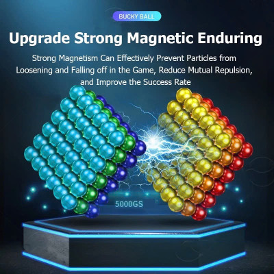 Hộp 216 Viên Bi Nam Châm Tròn Bucky Ball Mỗi Bi 5X5Mm 6 Màu Xếp Hình Vĩnh Cửu