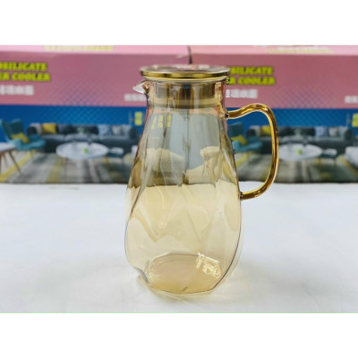 BÌNH ĐỰNG NƯỚC UỐNG THỦY TINH CHỊU NHIỆT LÊN ĐẾN 400 ĐỘ C MÀU VÀNG GOND SANG TRỌNG