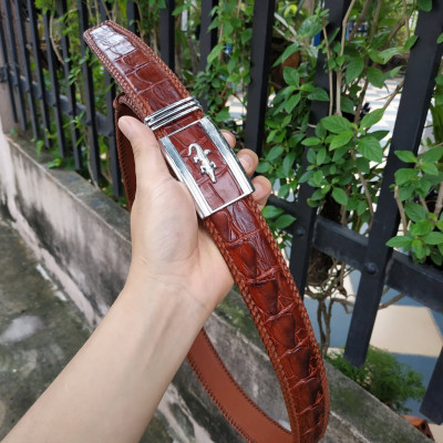 Dây Nịt Nam Cá Sấu Liền Nguyên Tấm Bản Rộng 4cm. Dây Được Đan Viền Thủ Công Rất Đẹp