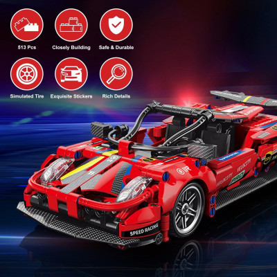 Đồ Chơi Lắp Ráp Xe Đua Chạy Đà Siêu Tốc Độ - Super Speed Pullback Racing Car - Toys&Joys 3307 (513 Mảnh Ghép)