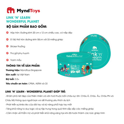 Đồ Chơi Giáo Dục, Bộ Xếp Hình Myndtoys Link ‘n’ Learn - Wonderful Planet - Dành Cho Bé Trên 3 Tuổi
