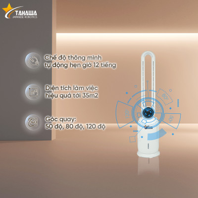 Quạt không cánh TAHAWA TH-A4 PRO Quạt  bù ẩm bằng hơi nước khử mùi, bộ lọc Hepa lọc bụi mịn 2.5 pm, đèn led cảnh báo chât lượng không khí, công nghệ UVkhử khuẩn không khí hiệu quả. tích hợp 3 trong 1 giúp cân bằng điều hòa không khí, an toàn cho trẻ nhỏ