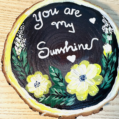 Tranh Vẽ Tay Trên Gỗ Thông You Are My Sunshine – Decor Handmade Độc Bản