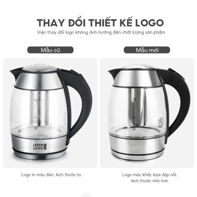 Ấm siêu tốc thuỷ tinh 1,8lit Lebenlang LBE2819 (hàng chính hãng)