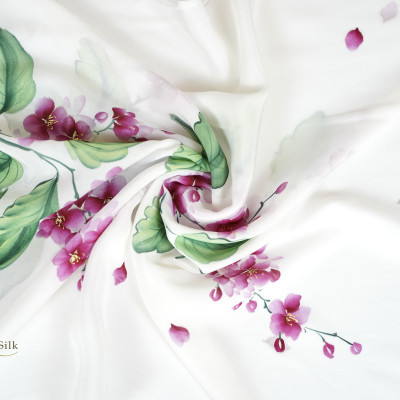 Khăn Lụa Vẽ Tay Hoa Bằng Lăng Tím SenSilk - Quà Kỷ Yếu 4.0 - Silk Scarf Hand Painted 160x55cm - Gift for Her Mother Event Business