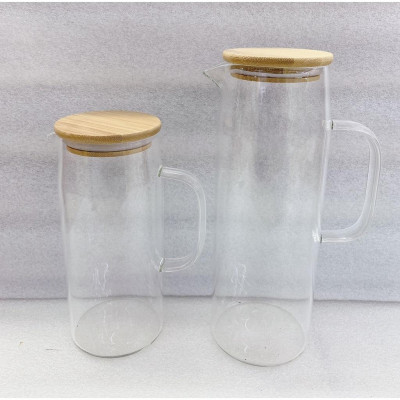 BÌNH ĐỰNG NƯỚC UỐNG THỦY TINH CHỊU NHIỆT NẮP GỖ