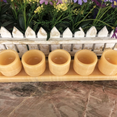 Bộ 5 chung nước ly nước thờ cúng ông thần tài thổ địa đá ngọc hoàng long