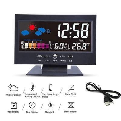 Đồng Hồ LED Để Bàn Báo Thức Cảm Biến Âm Thanh, Màn Hình LCD Có Báo Nhiệt Độ & Lịch Siêu Tiện Lợi – Đẹp, Độc, Dễ Dùng