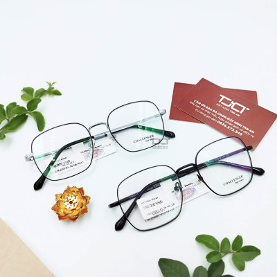 GỌNG KÍNH CẬN NAM NỮ, CHẤT LIỆU KIM LOẠI, PHOM TRÒNG VUÔNG THỜI TRANG, CHÍNH HÃNG CHALLENGER CM220001