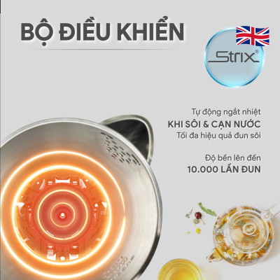 Ấm Đun Nước Siêu Tốc 2 Lớp BlueStone KTB-3466 (1.5 Lít - 1850-2200W ) - Nút cảm ứng - Đèn LED hiển thị nhiệt độ - Bảo hành 2 năm - Hàng chính hãng