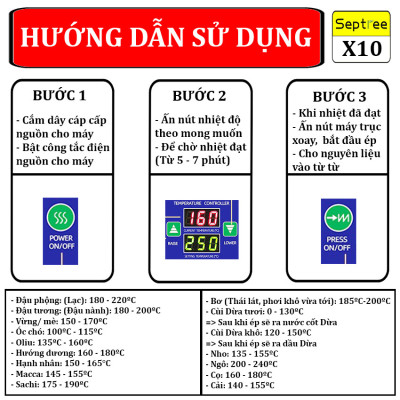 Máy ép dầu ăn thực vật chuyên nghiệp nâng cấp hoàn toàn mới thương hiệu Mỹ cao cấp Septree X10 - Hàng chính hãng (BH 1 NĂM)