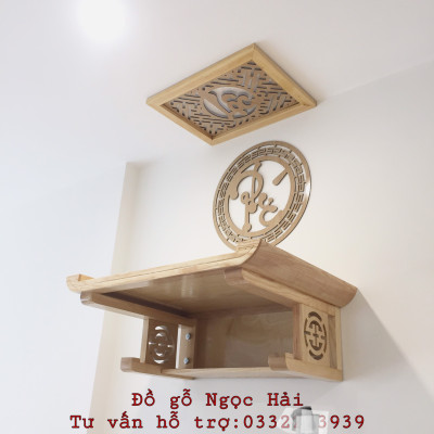Combo bộ bàn thờ chung cư +ám khói +chữ phúc ..bằng gỗ sồi 