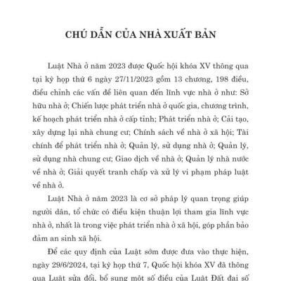 Luật nhà ở 2023 (sửa đổi, bổ sung năm 2024)