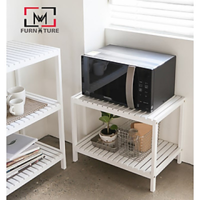 KỆ GỖ ĐỂ LÒ VI SÓNG 2 TẦNG HÀN QUỐC MÀU TRẮNG - OVEN RACK 2F WHITE