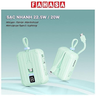 Sạc Dự Phòng Pisen Quick - POWERLink Tiny 22.5W 10000mAh (L & C) - Pisen TS-D326 - Màu Xanh Mint