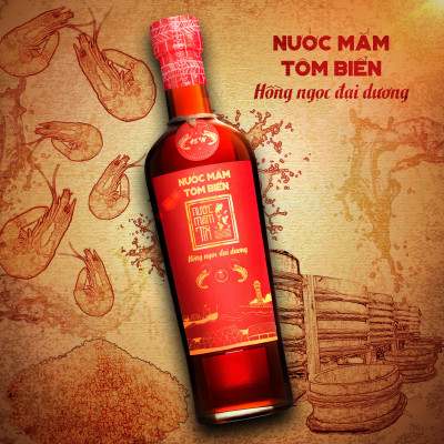 Cặp 2 Chai Nước Mắm Tôm Biển độ đạm 45N tự nhiên - Nước Mắm Tĩn 500ml/chai Hồng Ngọc Đại Dương nguyên chất truyền thống sạch