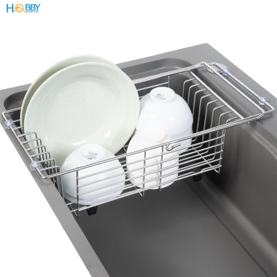 Khay đựng đồ chén đĩa gác trong chậu inox 304 Hobby home decor KDC7