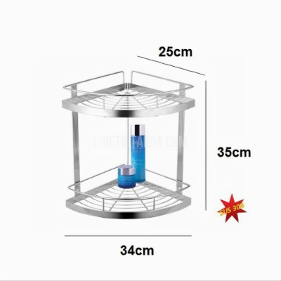 Kệ góc nhà tắm KG5S 2 tầng chất liệu đúc inox304 dày dặn không gỉ kích thước 25x25cm (Tặng kèm 1 món quà tri ân)- Hàng chính hãng